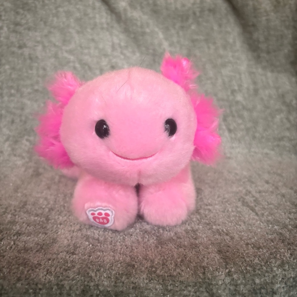 Build a Bear mini bean plush pink Axolotl | Like New condition | beanie BAB